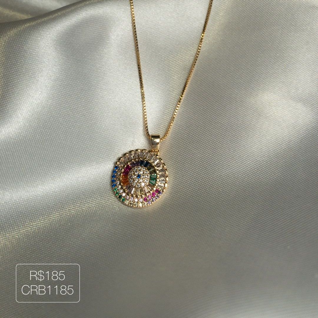 Colar Olho Grego Redondo Rainbow 50Cm